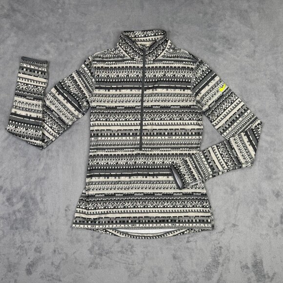 Nike Pro HyperWarm Fleece Womens M Gray Aztec Geometric Dri-Fit 1/4 Zip Running - Picture 12 of 14
